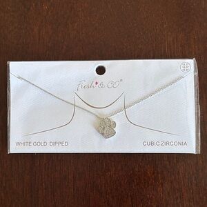 White Gold Dipped Necklace with Cubic Zirconia